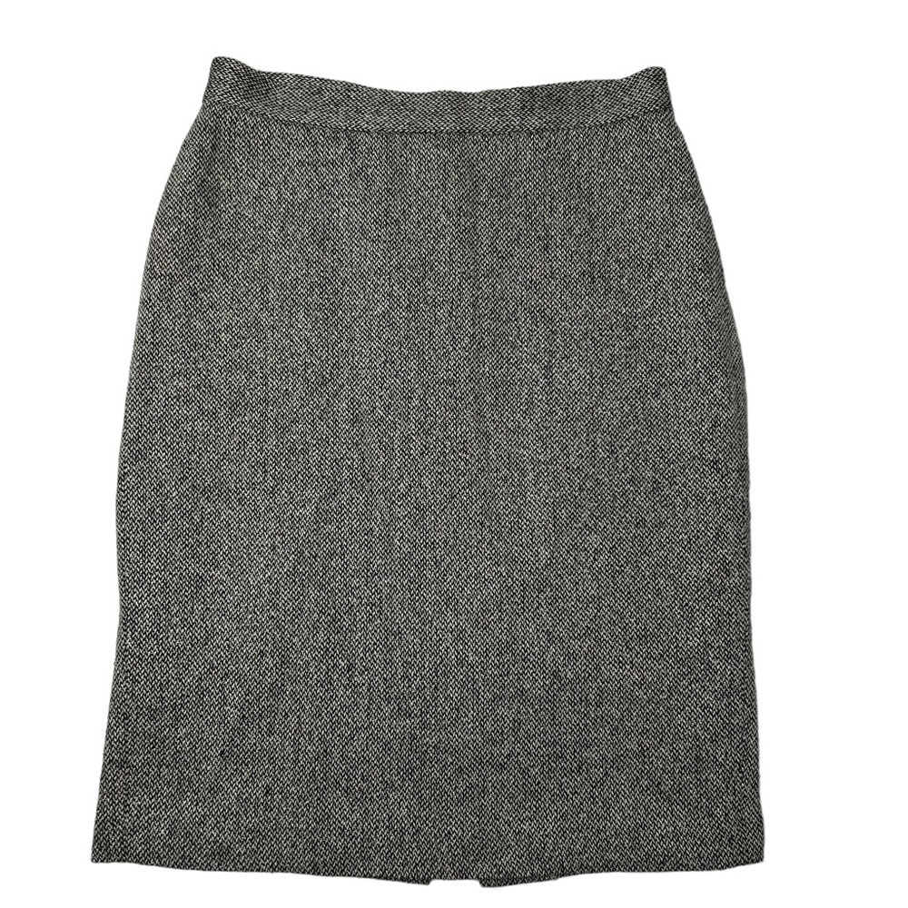 VTG LAUREN RALPH LAUREN Pencil Skirt 8 Classic Herringbone Career Tweed SILK - Picture 4 of 8